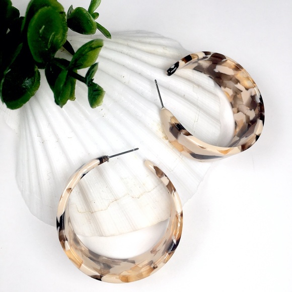 Chic Acrylic Resin Hoop Earrings - Picture 2 of 6